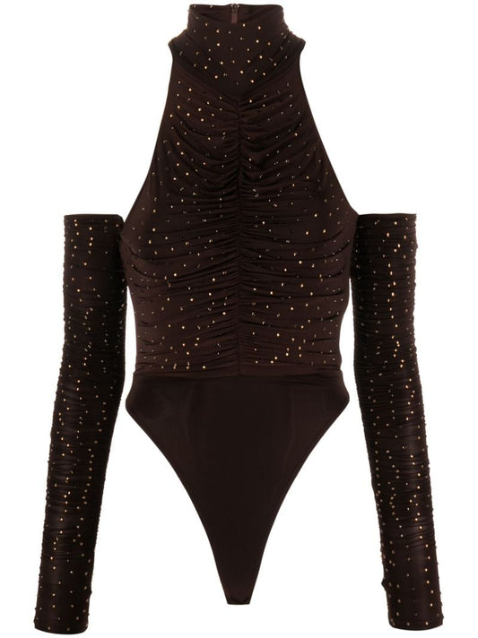 Brown Arlie Crystal Gloved Bodysuit
