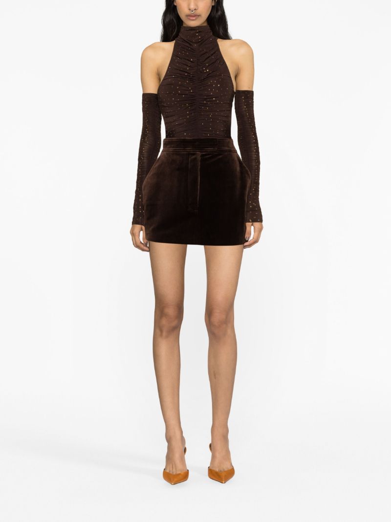 Brown Soane Velvet Mini Skirt