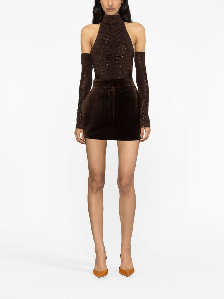 Brown Soane Velvet Mini Skirt