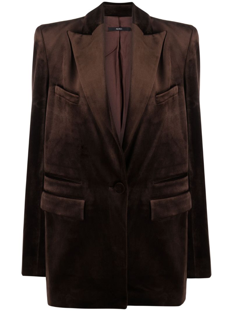 Brown Barlow Single-breasted Velvet Blazer