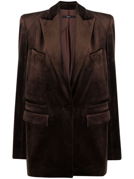Brown Barlow Single-breasted Velvet Blazer