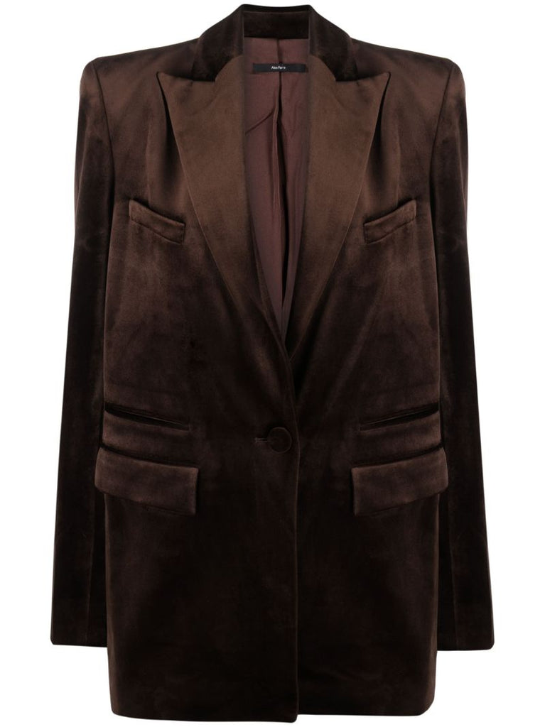 Brown Barlow Single-breasted Velvet Blazer