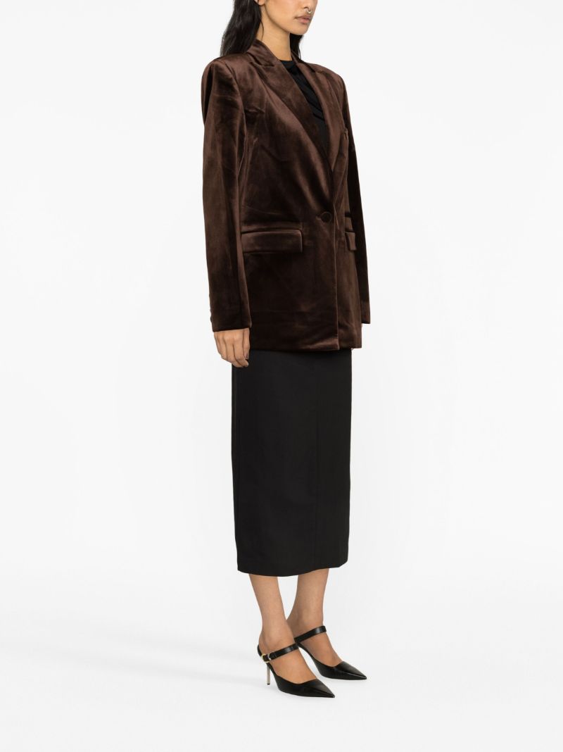 Brown Barlow Single-breasted Velvet Blazer