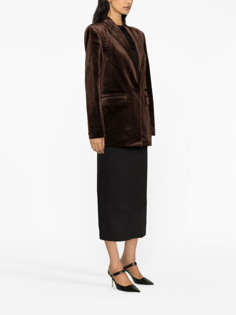 Brown Barlow Single-breasted Velvet Blazer