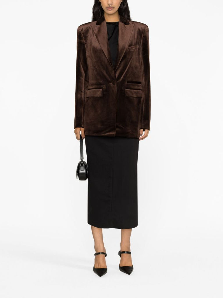 Brown Barlow Single-breasted Velvet Blazer