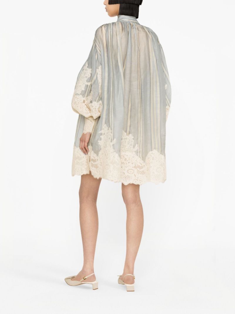 Blue Lyrical Lace-trim Shift Dress