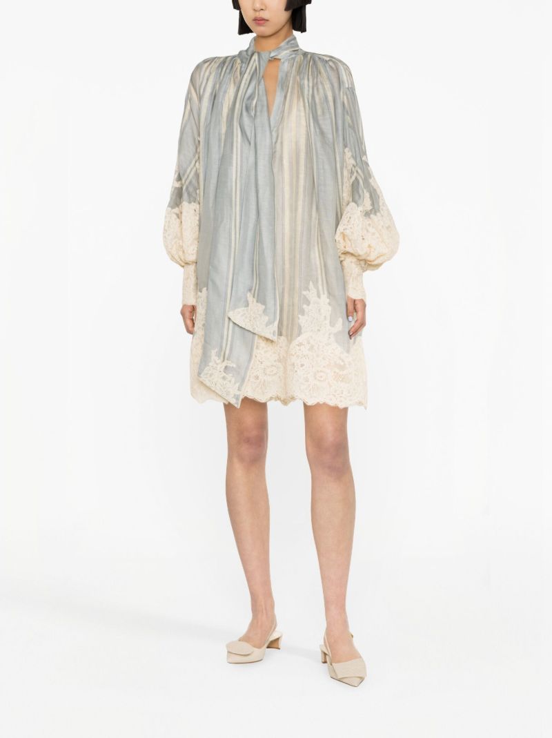 Blue Lyrical Lace-trim Shift Dress