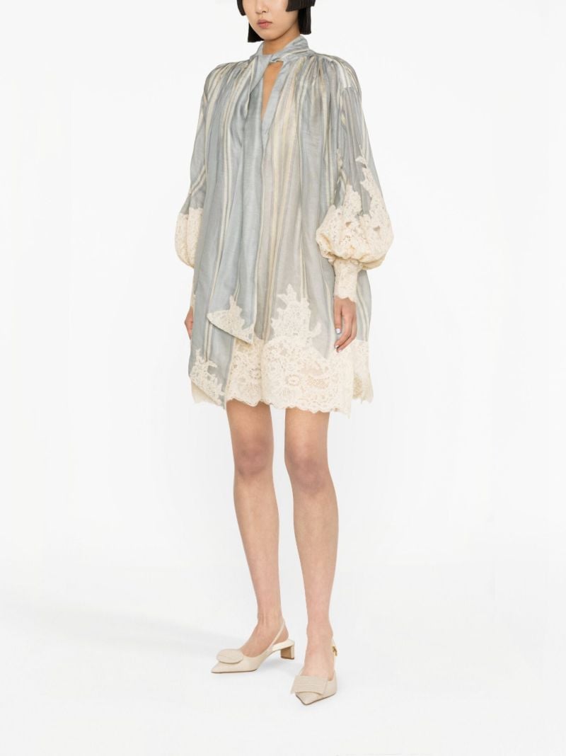 Blue Lyrical Lace-trim Shift Dress