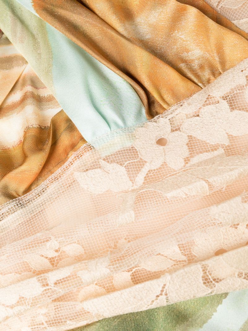 Neutral Luminosity Draped Silk Mini Dress