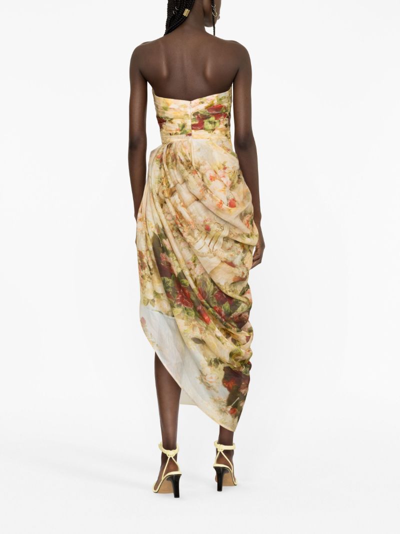 Neutral Luminosity Strapless Midi Dress