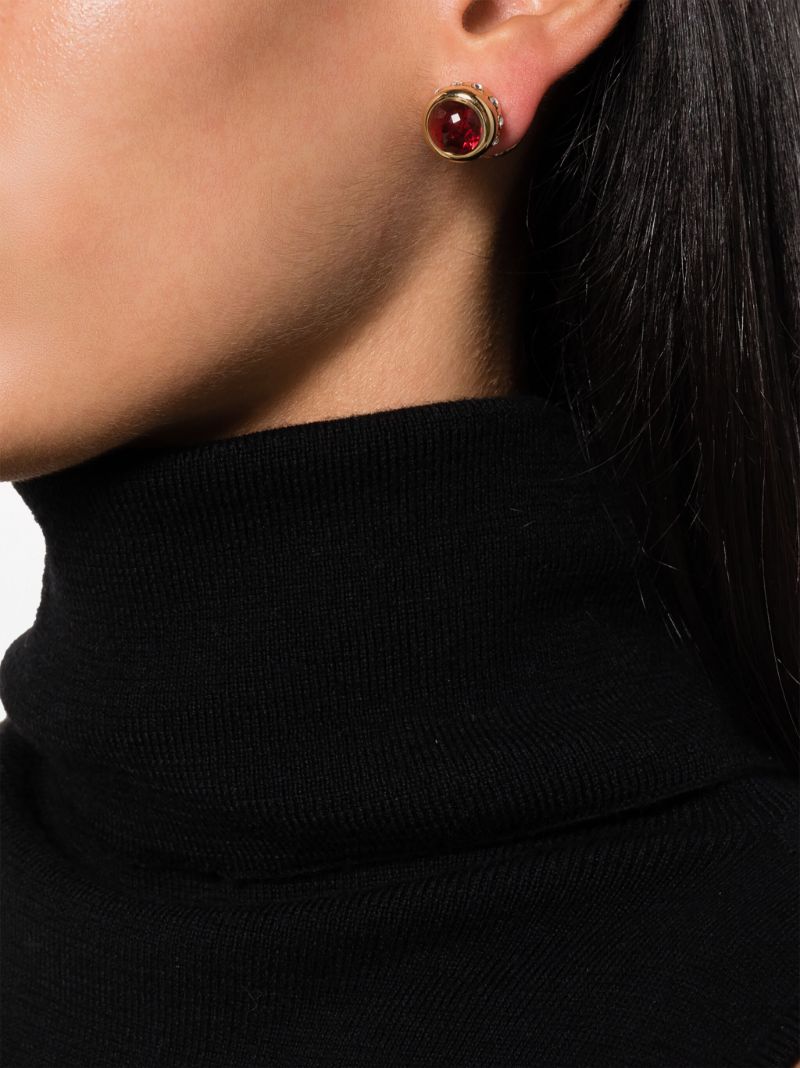 Gold-tone Phone Crystal Single Stud Earring
