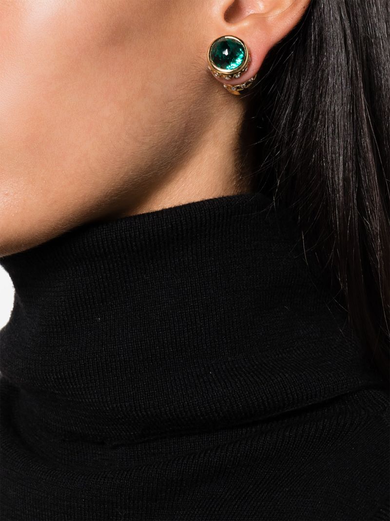 Gold-tone Phone Crystal Single Stud Earring