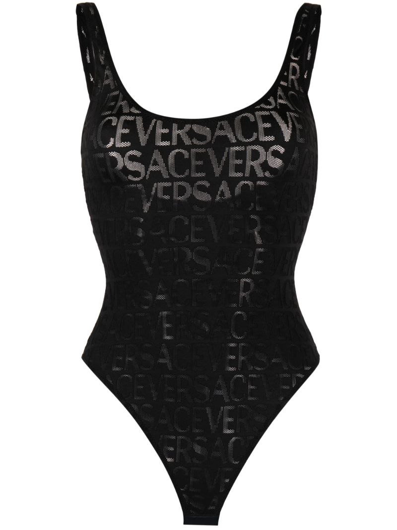 Black Versace Allover Mesh Bodysuit