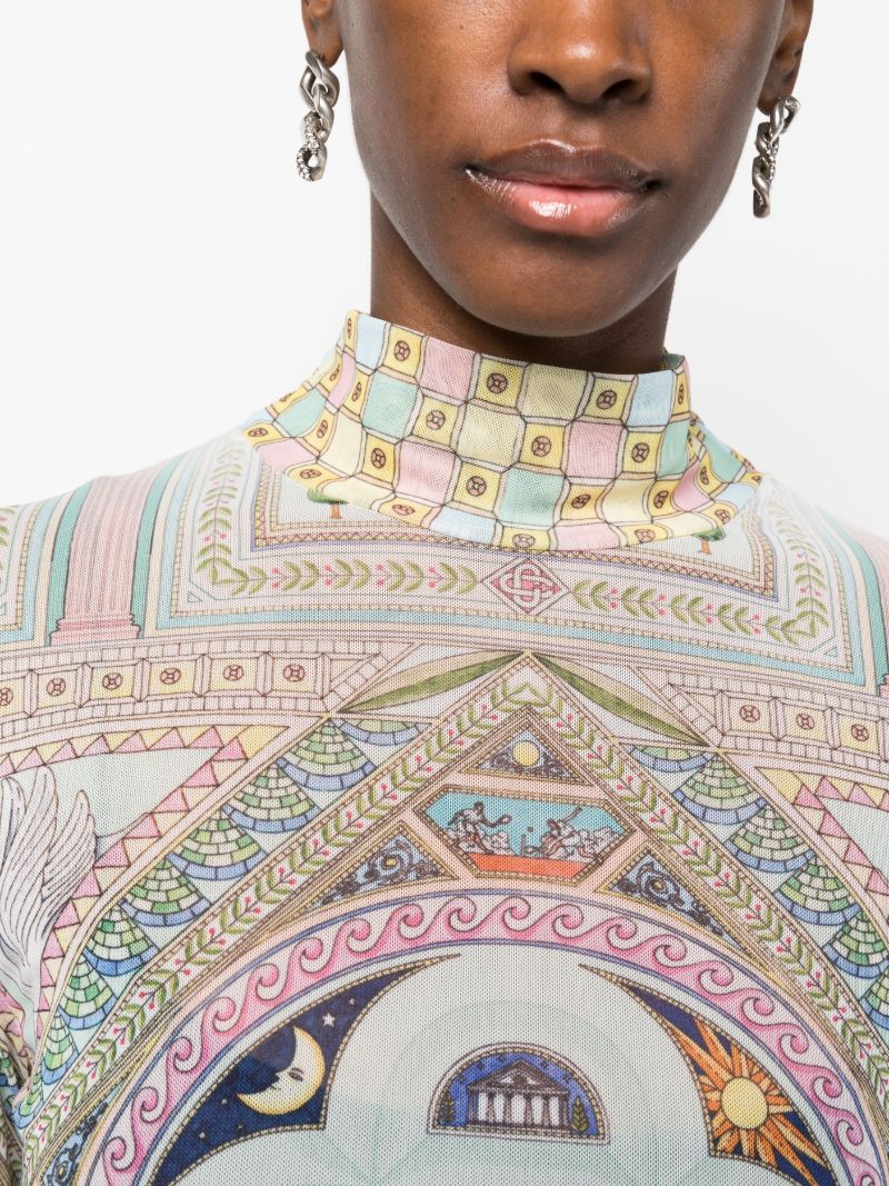 Blue Le Labyrinthe-print Mesh Top