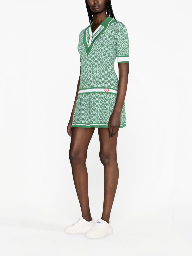 Green Logo Jacquard Polo Dress