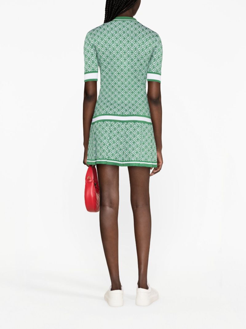 Green Logo Jacquard Polo Dress