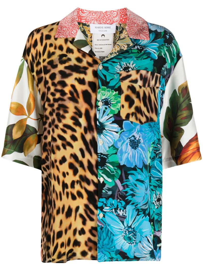 Multicolour Scarves-print Silk Shirt