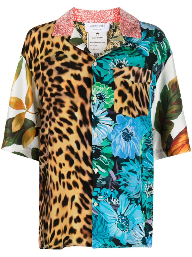 Multicolour Scarves-print Silk Shirt