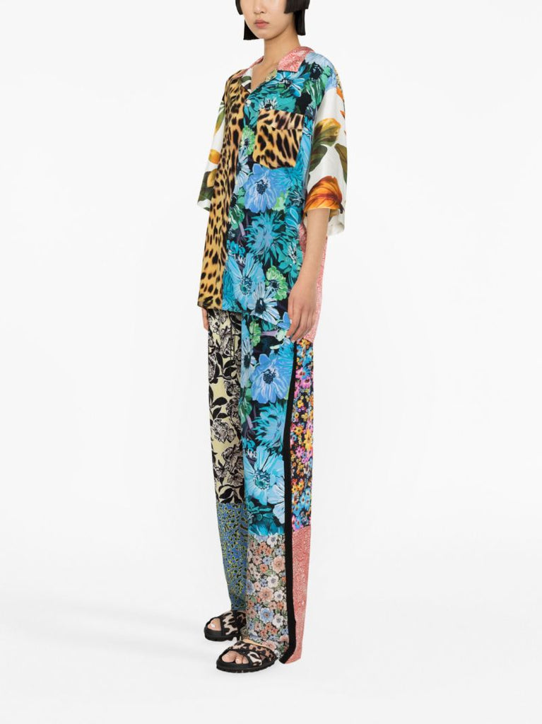 Multicolour Scarves-print Silk Shirt