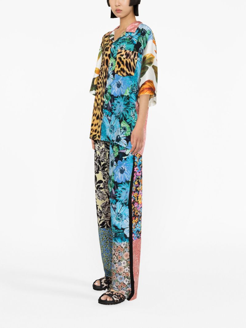 Multicolour Scarves-print Silk Shirt