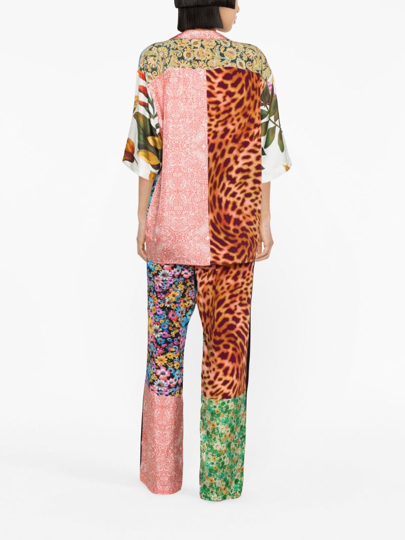 Multicolour Scarves-print Silk Shirt