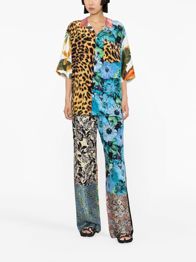 Multicolour Scarves-print Silk Shirt