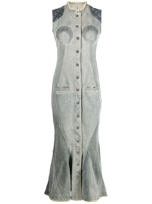 Blue Regenerated Denim Maxi Dress