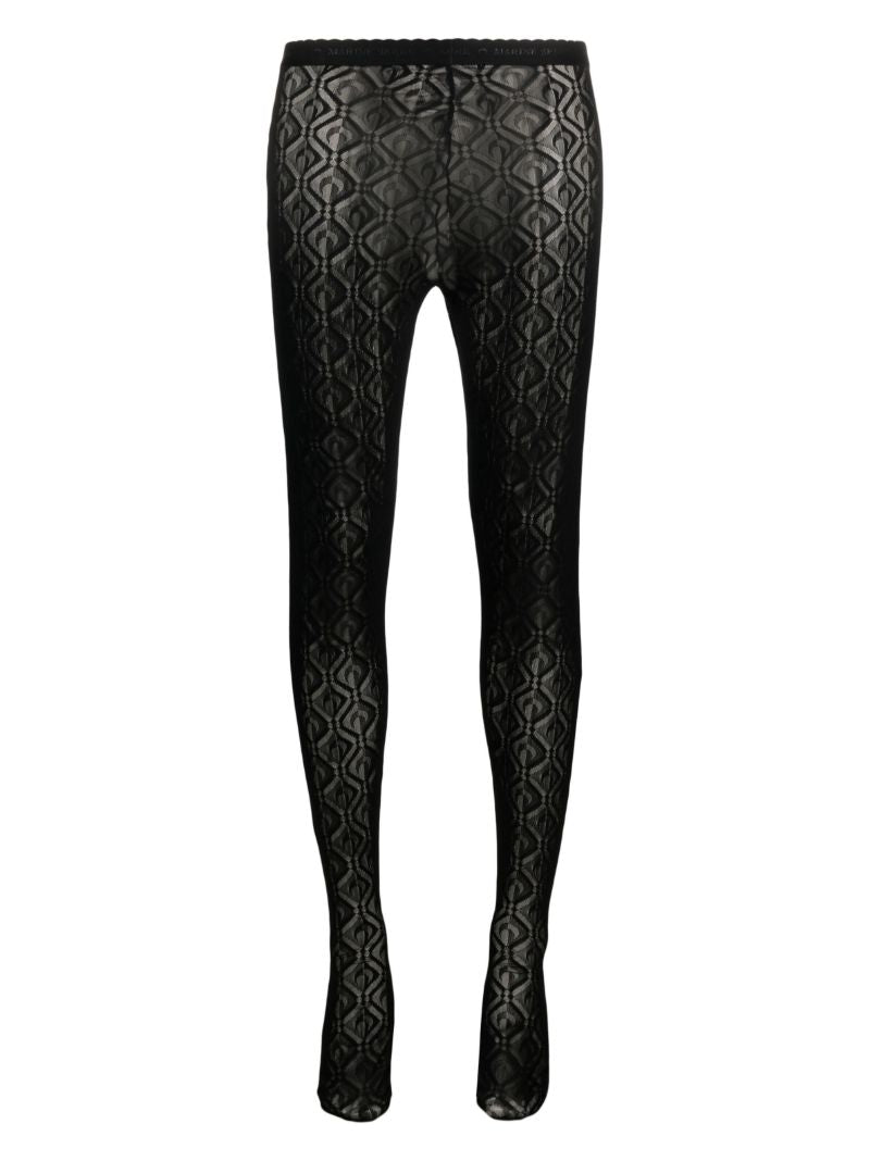 Black Mesh Monogram Tights