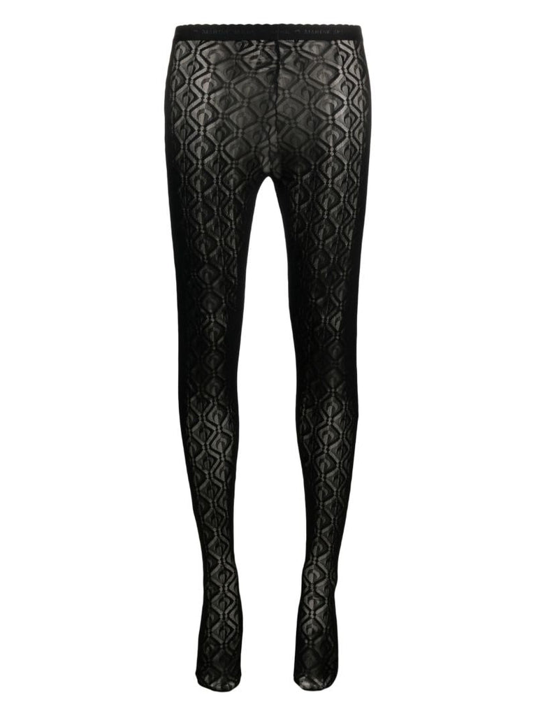 Black Mesh Monogram Tights