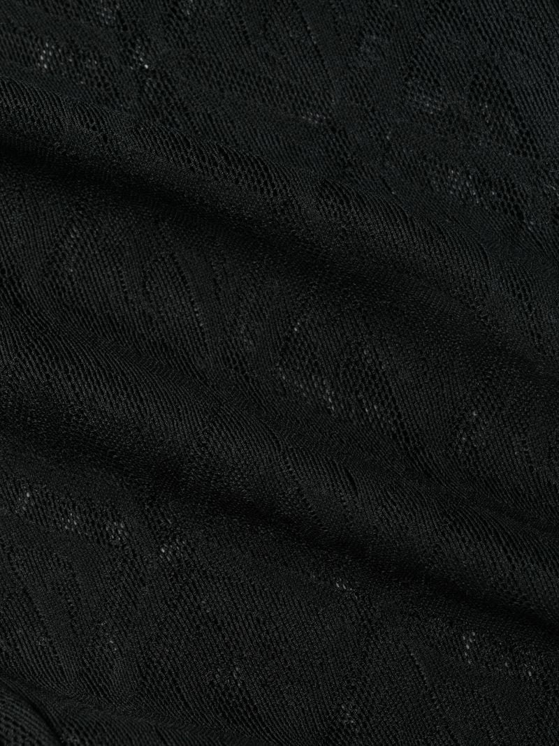 Black Mesh Monogram Tights