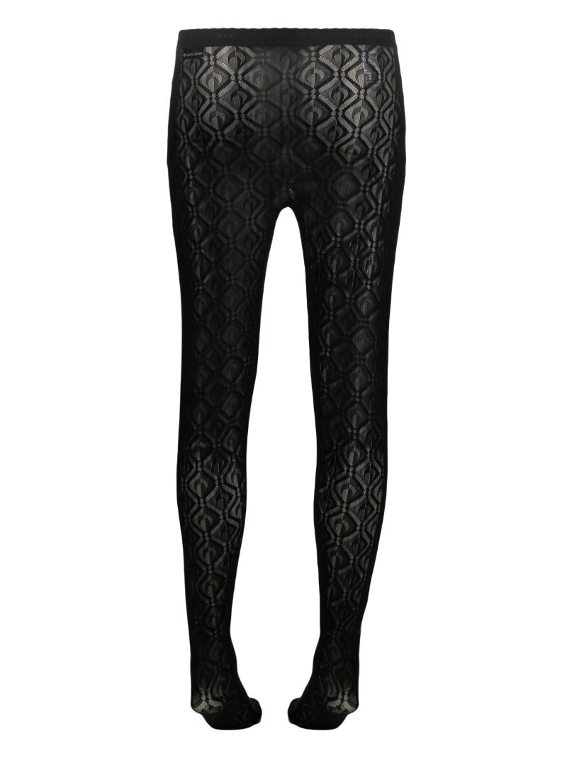 Black Mesh Monogram Tights