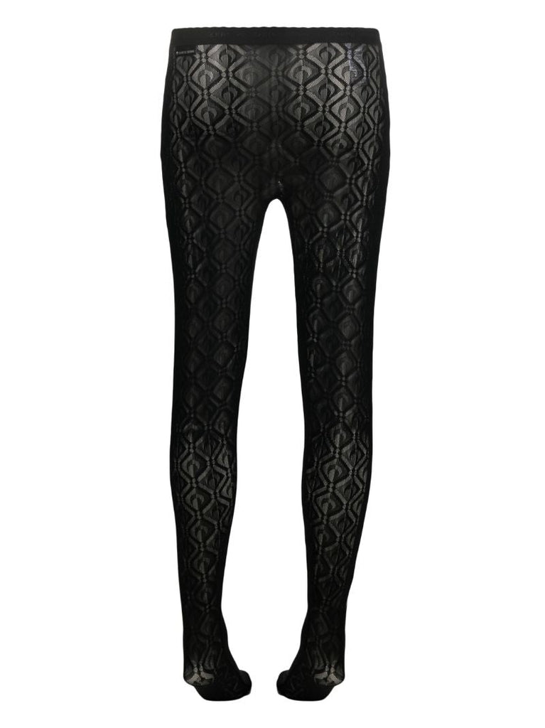 Black Mesh Monogram Tights