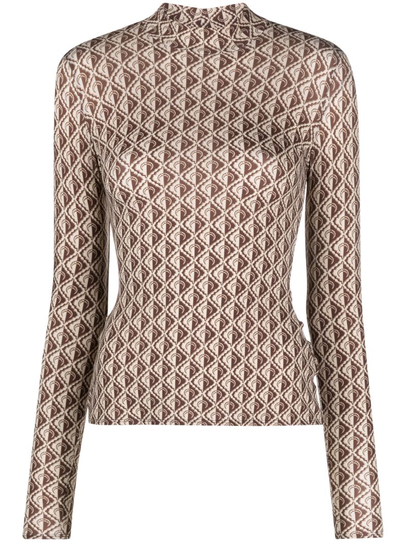 Brown Monogram-print Top