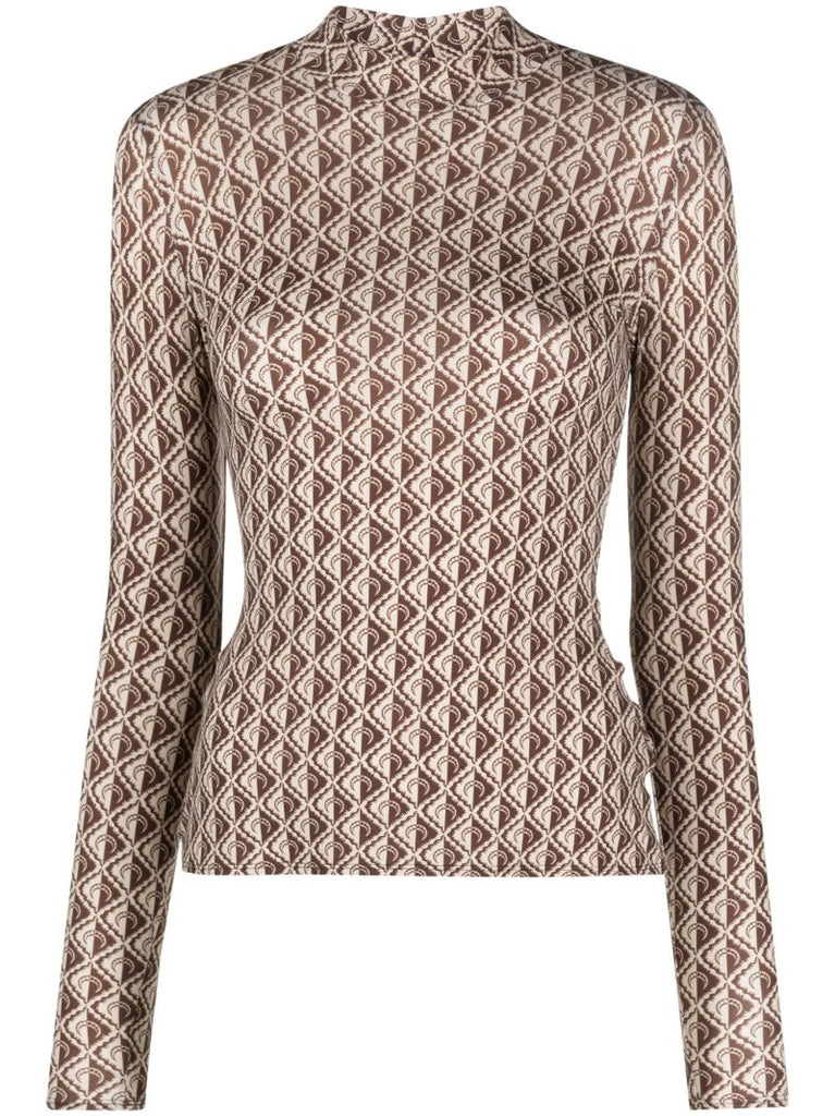 Brown Monogram-print Top