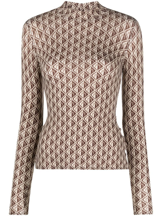 Brown Monogram-print Top