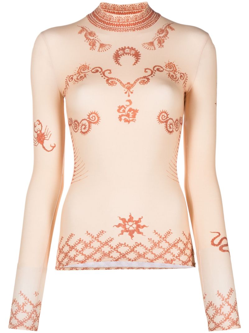 Neutral Henna-print Top