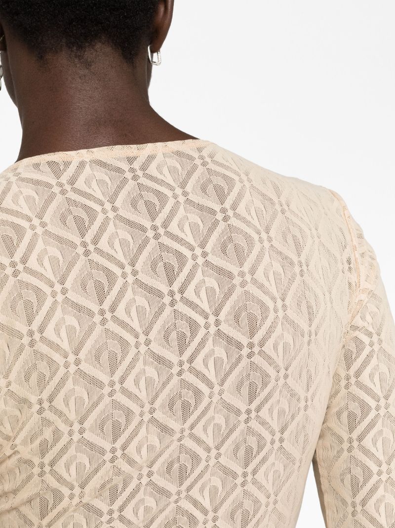 Neutral Monogram Mesh Top