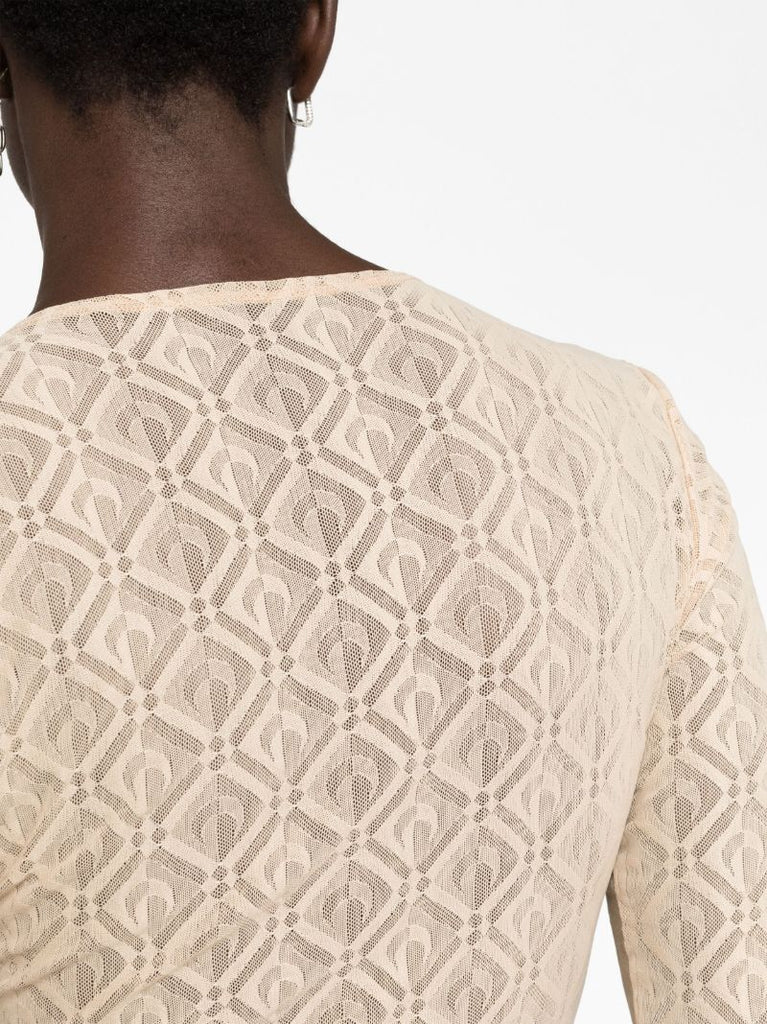 Neutral Monogram Mesh Top