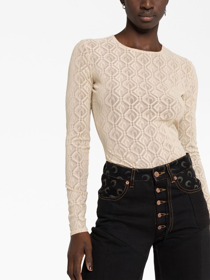 Neutral Monogram Mesh Top