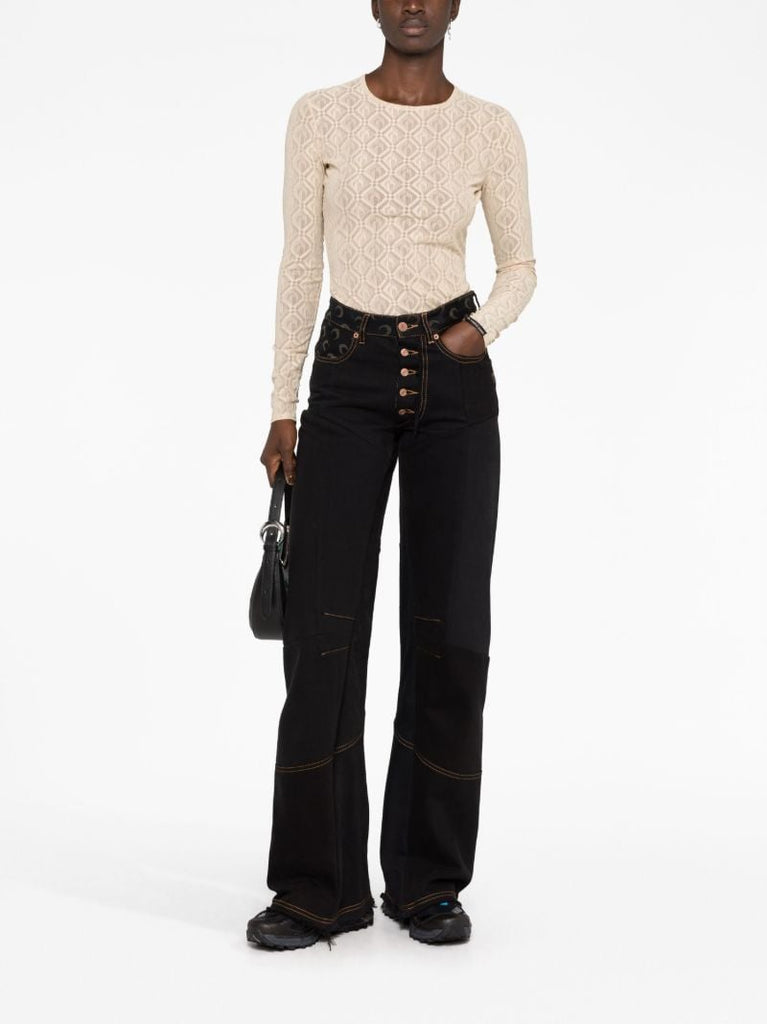 Neutral Monogram Mesh Top