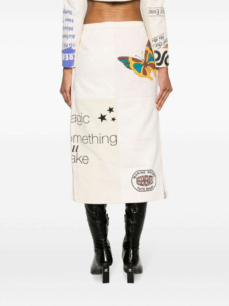 Neutral Regenerated Tote Bag Patchwork Pencil Skirt