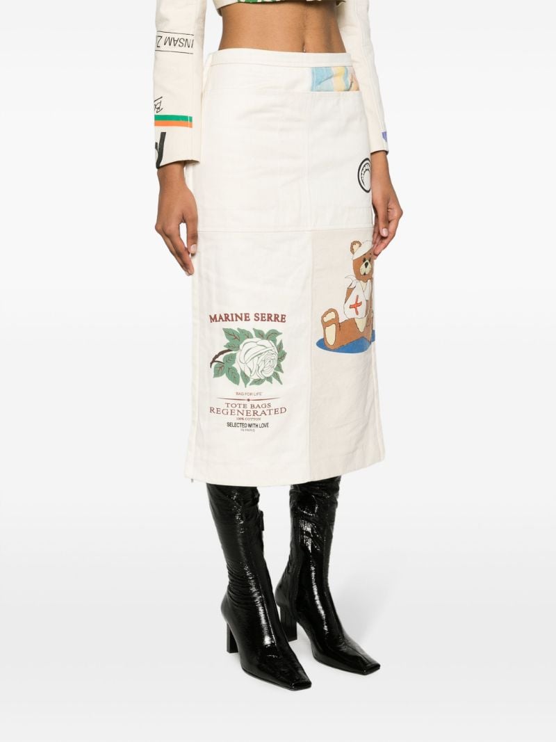 Neutral Regenerated Tote Bag Patchwork Pencil Skirt