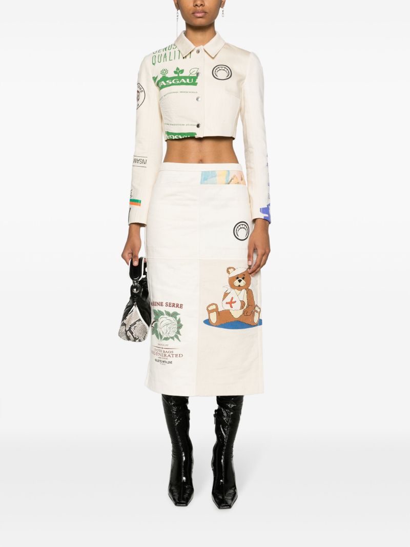 Neutral Regenerated Tote Bag Patchwork Pencil Skirt