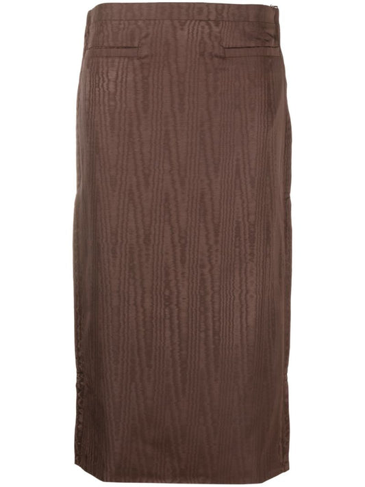 Brown Regenerated MoirÃ_x0083_Â© Pencil Skirt