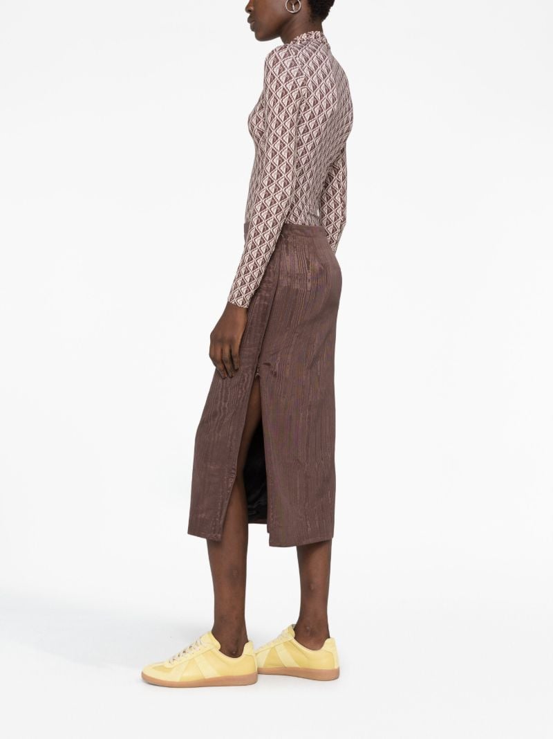 Brown Regenerated MoirÃ_x0083_Â© Pencil Skirt