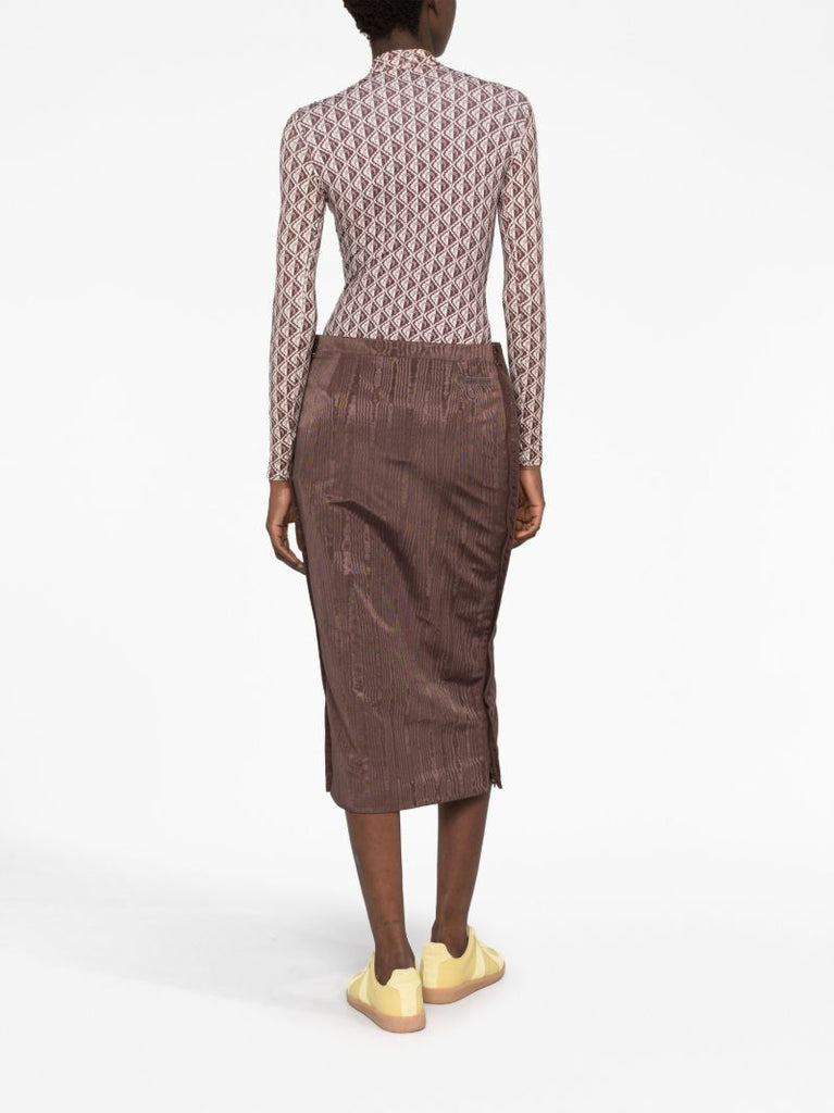 Brown Regenerated MoirÃ_x0083_Â© Pencil Skirt
