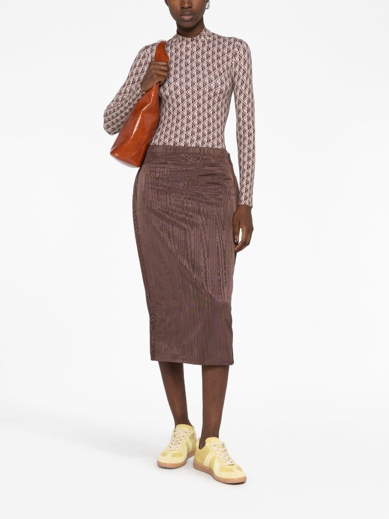 Brown Regenerated MoirÃ_x0083_Â© Pencil Skirt