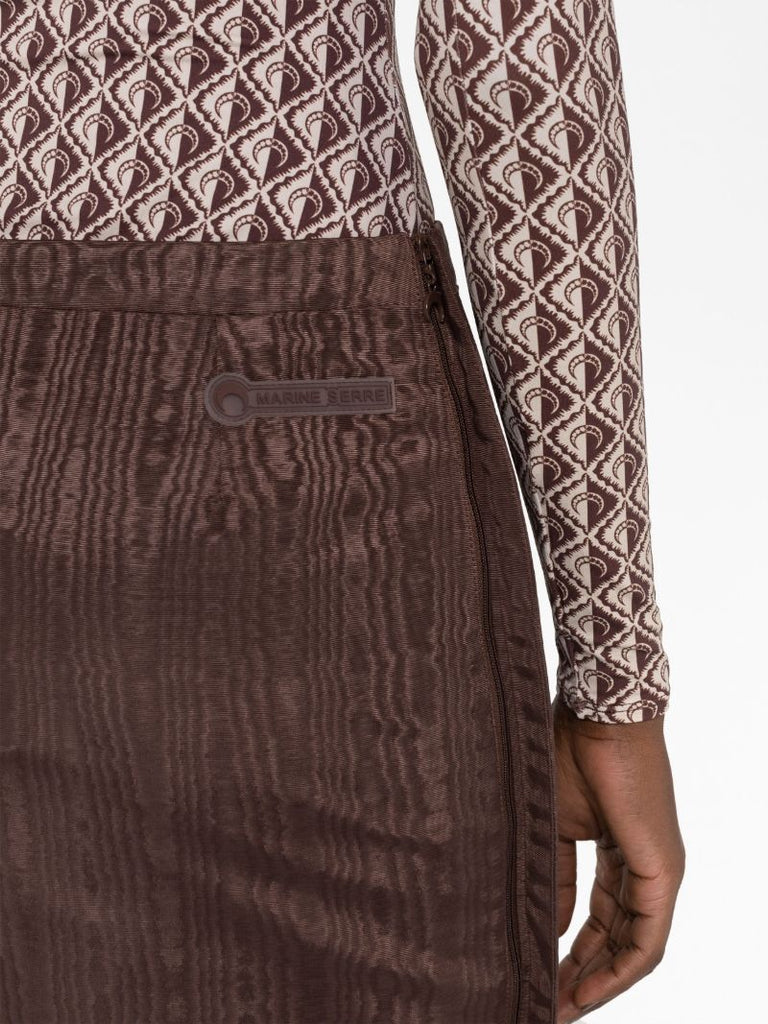 Brown Regenerated MoirÃ_x0083_Â© Pencil Skirt