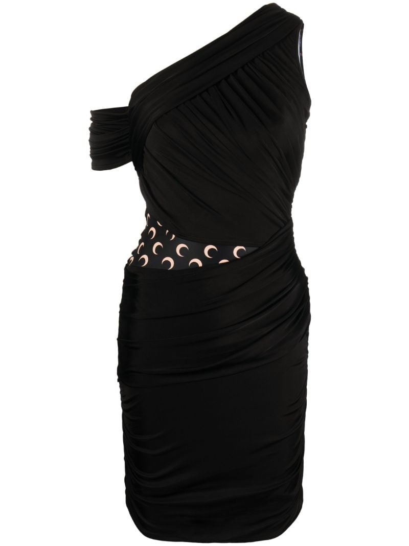Black Jersey Body Shelter Draped Mini Dress