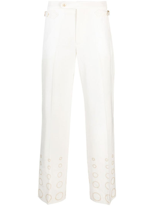 White Gradient Pearl Straight-leg Trousers